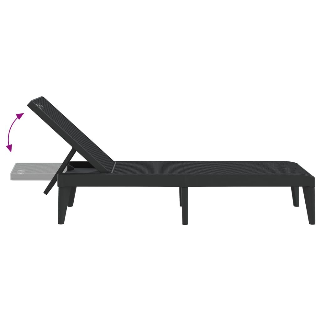 vidaXL Ligbed 186x60x29 cm polypropeen antracietkleurig