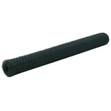 vidaXL Kippengaas 25x1,2 m staal met PVC coating groen