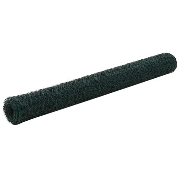 vidaXL Kippengaas 25x1,2 m staal met PVC coating groen