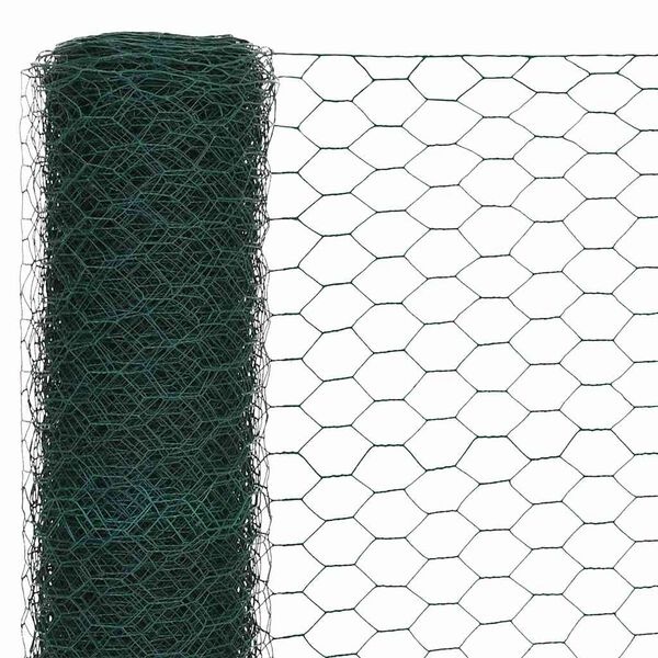 vidaXL Kippengaas 25x1,2 m staal met PVC coating groen
