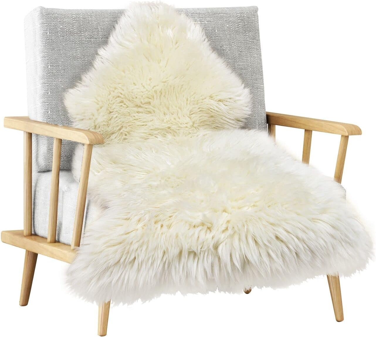 MH MYLUNE HOME Echte Lamsvacht Tapijt Beige 170x60cm - Zacht en Pluizig
