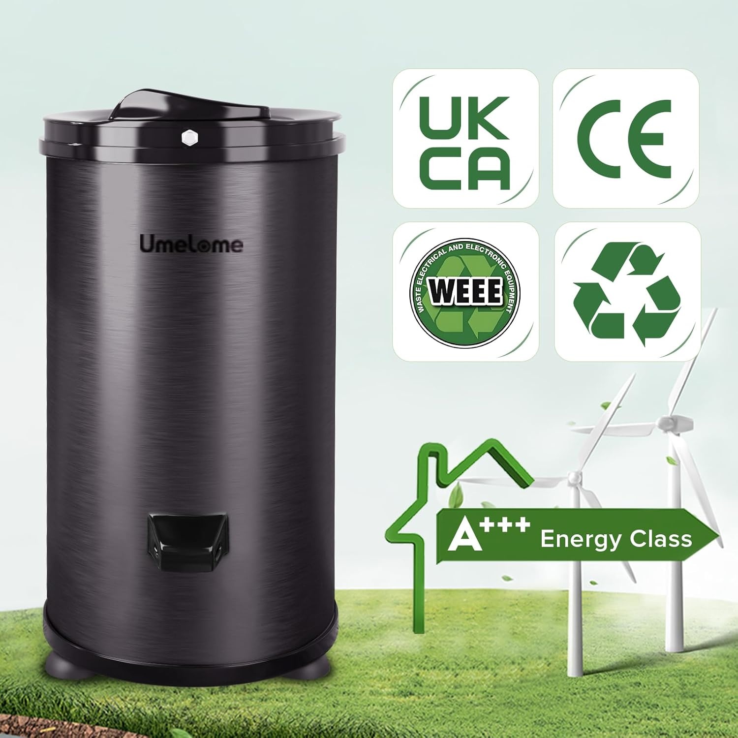 Energiebesparend droogrek 6 kg 2800 tpm energie-efficiëntieklasse A+++ zwart