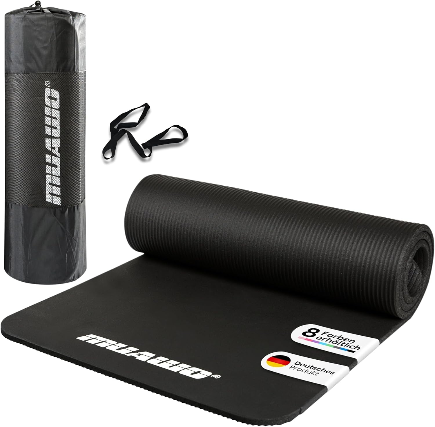 Muawo Premium Sports Mat & Fitness Mat Perfect as Yoga Mat Gym Mat Training Mat Non-Slip Extra Thick & Extra Long Up to 190 cm Long x 100 cm Width x 1.5 cm Thickness