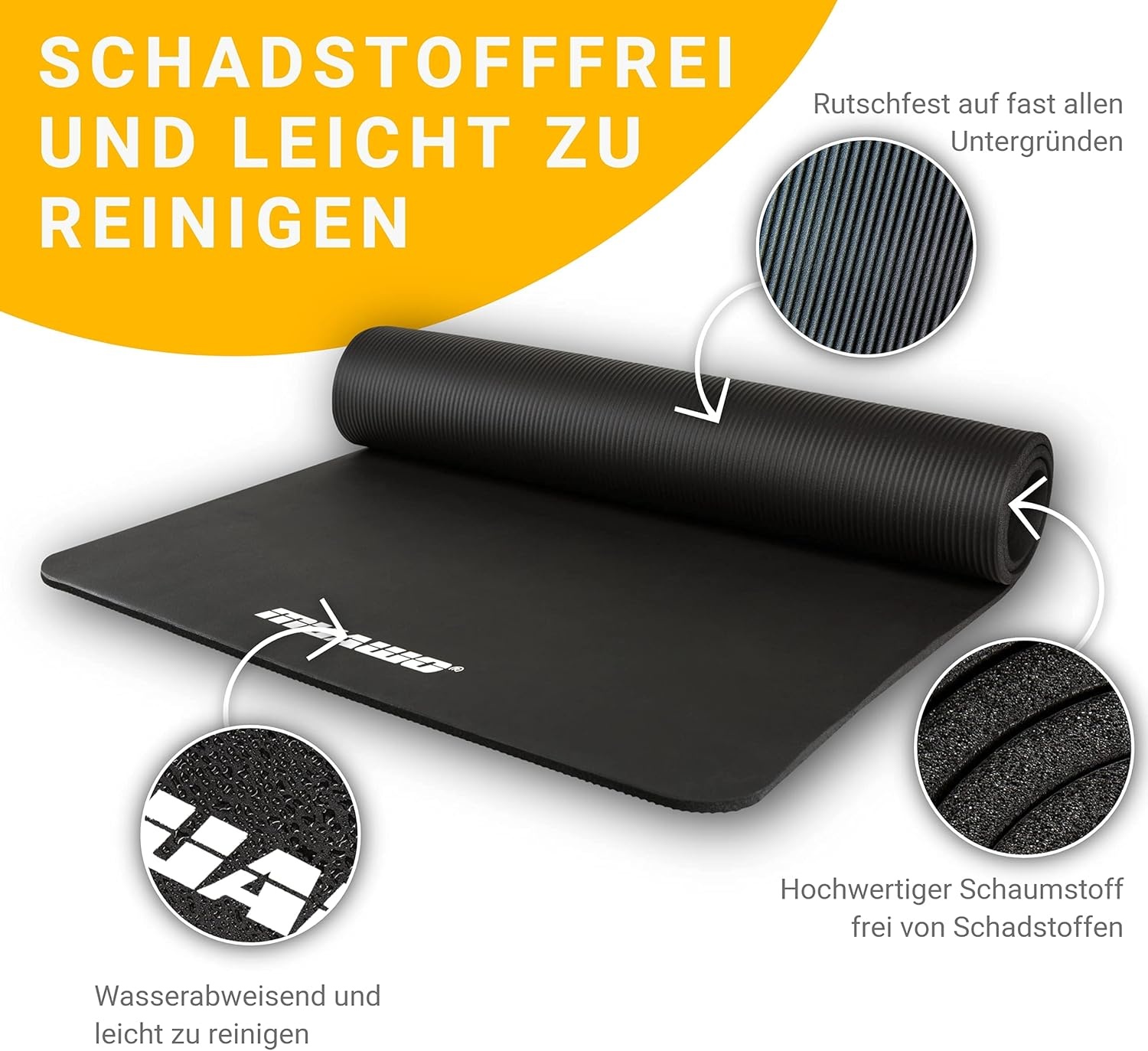 Muawo Premium Sports Mat & Fitness Mat Perfect as Yoga Mat Gym Mat Training Mat Non-Slip Extra Thick & Extra Long Up to 190 cm Long x 100 cm Width x 1.5 cm Thickness