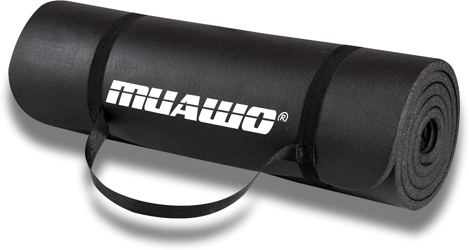 Muawo Premium Sports Mat & Fitness Mat Perfect as Yoga Mat Gym Mat Training Mat Non-Slip Extra Thick & Extra Long Up to 190 cm Long x 100 cm Width x 1.5 cm Thickness