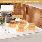60 cm inductiekookplaat wit, 4 platen inductiekookplaat met stekker 220 V, 3500 W, schuifregelaar, veiligheidsslot, pauze, 99 min timer, boost, geavanceerde zone, warm houden