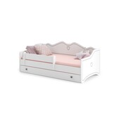 Peuterbed 80x160cm - met uitschuifbed en matras - wit grijs