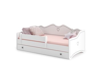 Peuterbed 80x160cm - met uitschuifbed en matras - wit grijs
