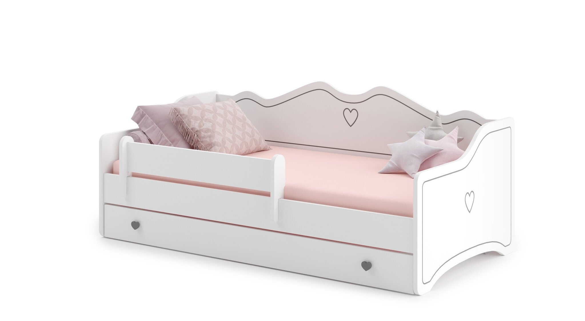 Peuterbed 80x160cm - met uitschuifbed en matras - wit grijs