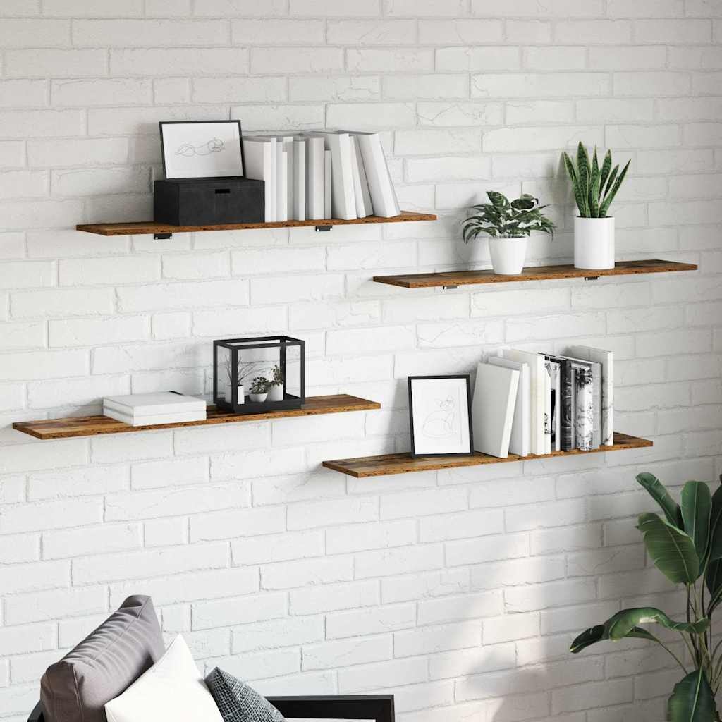 vidaXL Boekenplank Bord 4 pcs Bruin 100 x 20 x 1.5 cm Bewerkt hout