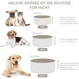 SPUNKYJUNKY Keramische dubbele hondenvoerbak met bamboestandaard voor grote honden (1800 ml, grijs)