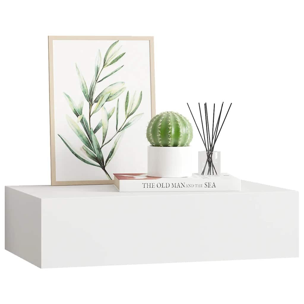 vidaXL Wandschap met lade 40x23,5x10 cm MDF wit