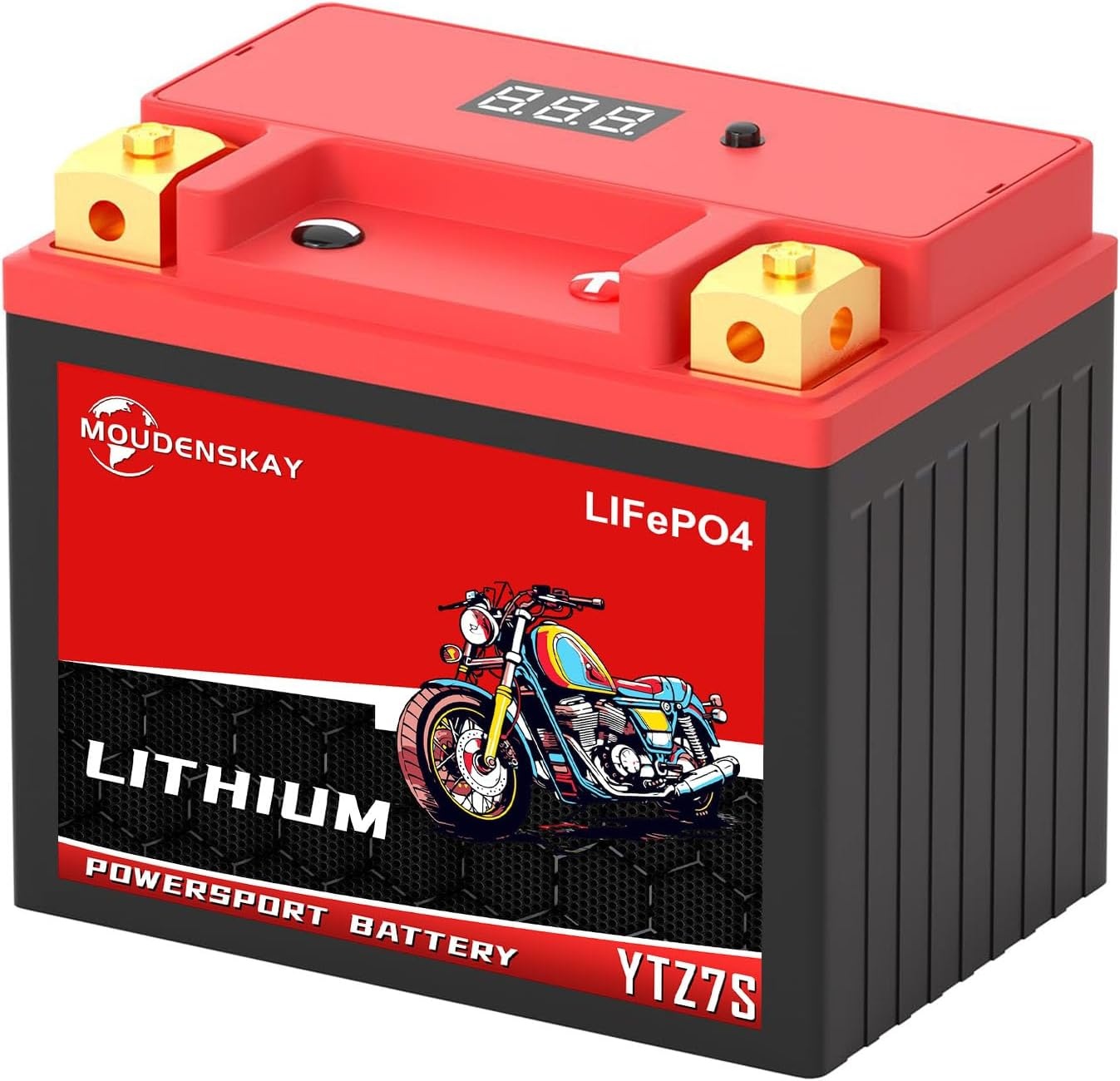 Lithium Motorfiets accu 12v Lithium Powersports Accu met BMS en display 12,8V 4Ah 350CCA YTZ7S-BS LiFePO4 Motoraccu Startaccu's voor motorfietsen, ATV's, UTV's enz.