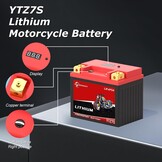 Lithium Motorfiets accu 12v Lithium Powersports Accu met BMS en display 12,8V 4Ah 350CCA YTZ7S-BS LiFePO4 Motoraccu Startaccu's voor motorfietsen, ATV's, UTV's enz.