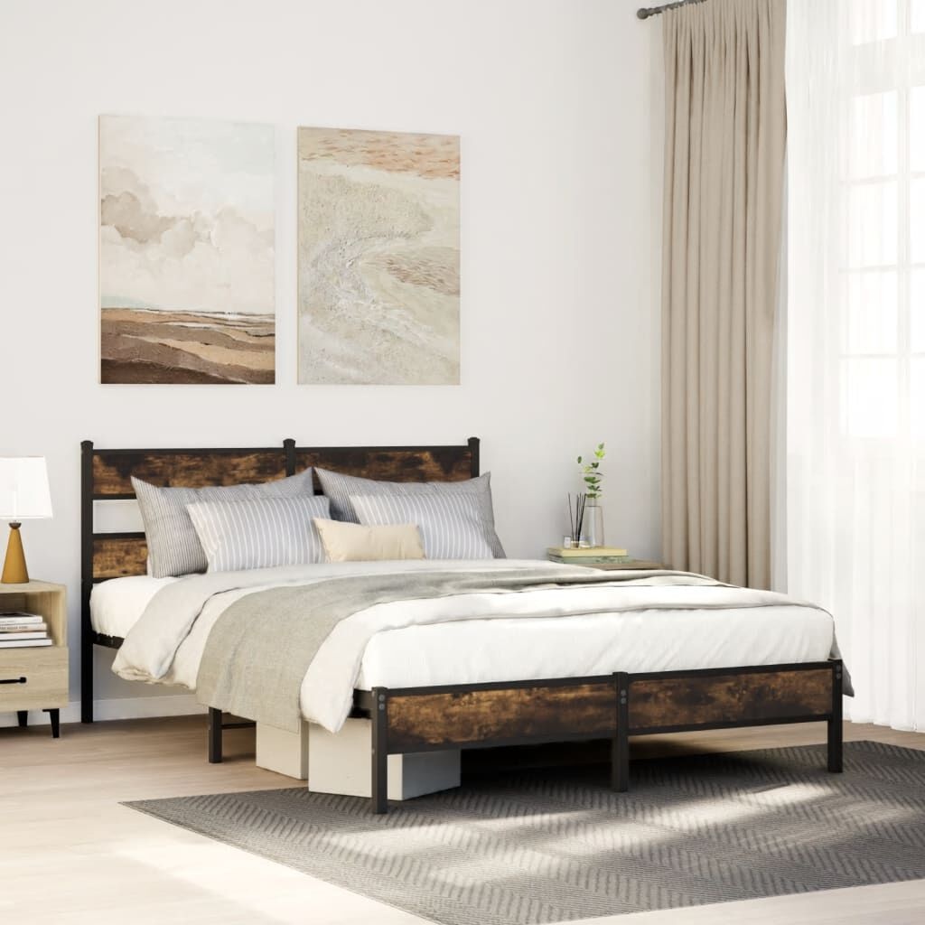 vidaXL Bedframe met hoofdbord zonder matras sonoma eiken 140x200 cm