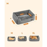 FEANDREA hondenmand, afneembare hoes, 70 x 55 x 21 cm, grijs PGW10GG - Maat 70 x 55 x 21 cm