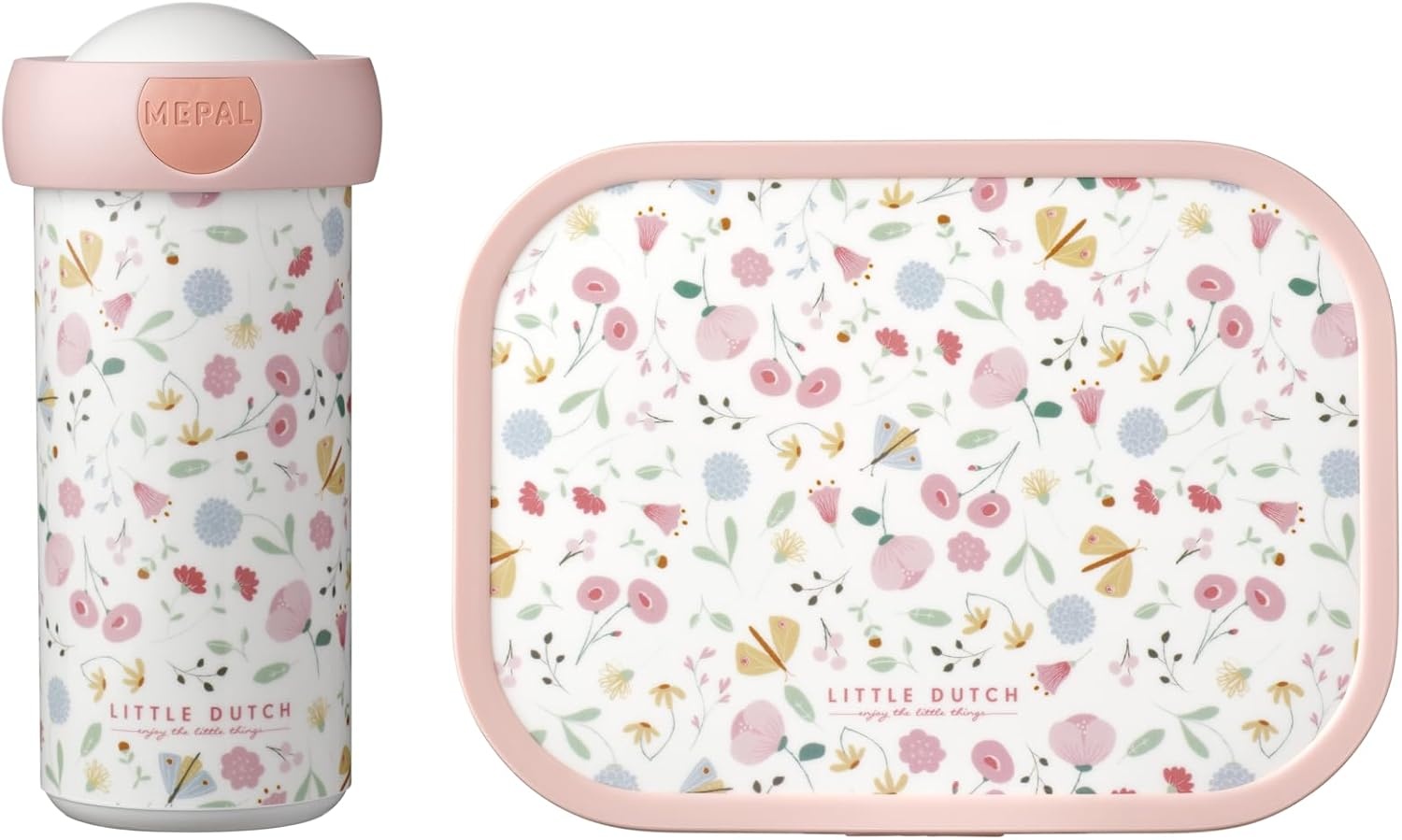 Mepal Lunchset Campus Flowers & Butterflies met schoolbeker en broodtrommel