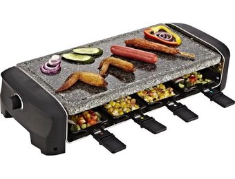Princess Gourmetstel 162830 - Steengrill & Raclette Party – 8 personen - 42 x 21 cm - 1300 Watt - 2 meter snoer - Regelbare thermostaat - PFAS Vrij