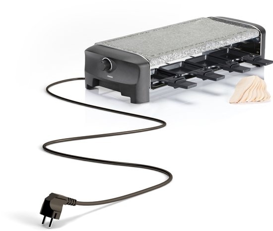 Princess Gourmetstel 162830 - Steengrill & Raclette Party – 8 personen - 42 x 21 cm - 1300 Watt - 2 meter snoer - Regelbare thermostaat - PFAS Vrij