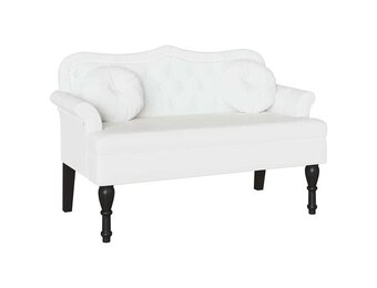 vidaXL Chesterfield Bank met kussen Wit 120,5 x 65 x 75 cm Nep Leer
