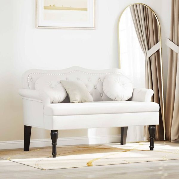 vidaXL Chesterfield Bank met kussen Wit 120,5 x 65 x 75 cm Nep Leer
