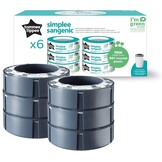 Tommee Tippee Simplee Sangenic navullingen voor luierbakken, duurzaam geproduceerde antibacteriële GREENFILM, verpakking van 6 - Maat Pack of 6