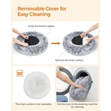Feandrea Fluffy hondenmand, kattenmand, donutkussen, wasbaar, verwijderbare middenvulling, lang pluche, diameter 50 cm, Ombre grijs PGW037G01 - Maat L 50 x B 50 x H 20 cm