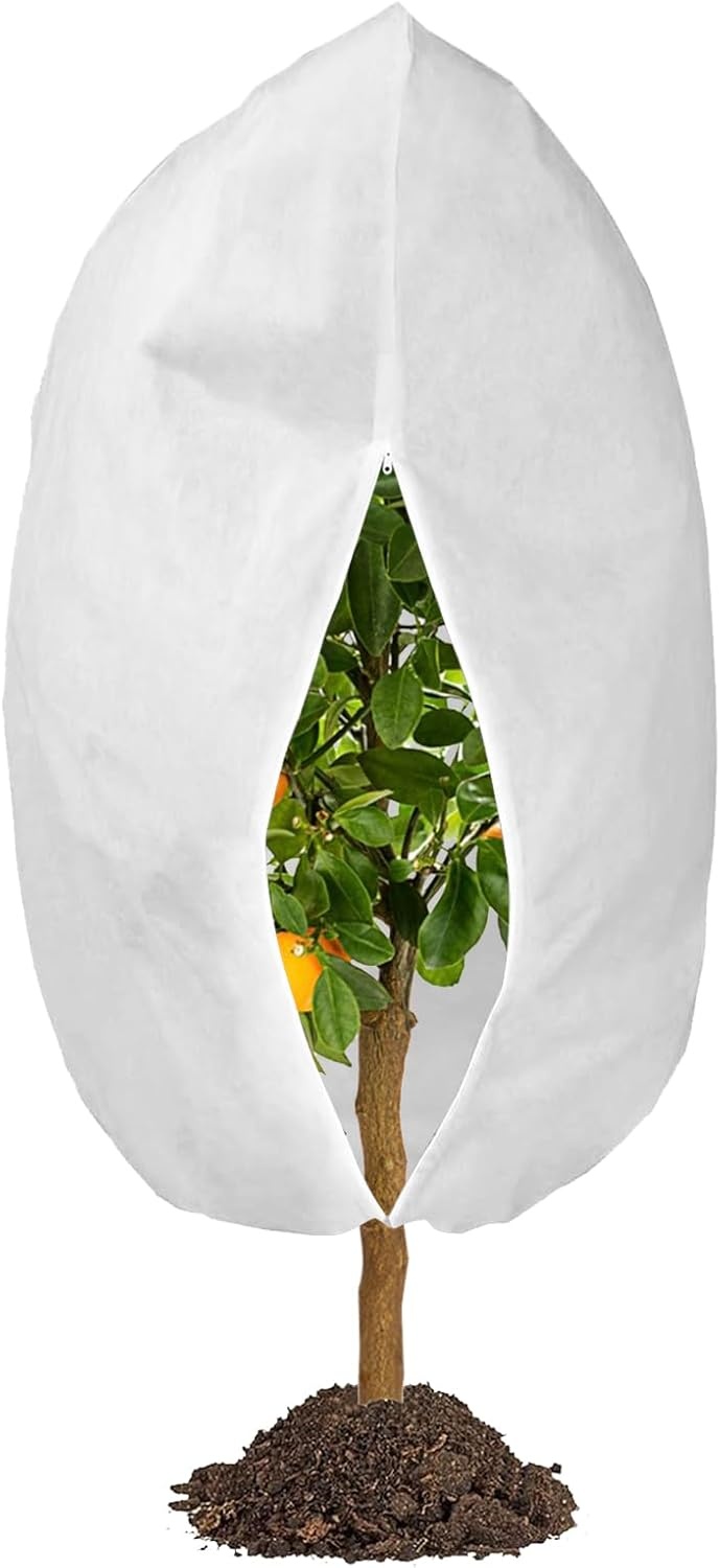Winterbescherming voor planten, 190 x 228 cm, plantenbescherming, winter, buiten, vorstbescherming voor potplanten, met ritssluiting, trekkoord voor palmen, olijfboom, herbruikbaar wintervlies, 1