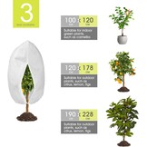 Winterbescherming voor planten, 190 x 228 cm, plantenbescherming, winter, buiten, vorstbescherming voor potplanten, met ritssluiting, trekkoord voor palmen, olijfboom, herbruikbaar wintervlies, 1