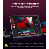 18,5 inch mobiele monitor [100% sRGB, 100 Hz, FHD 1920x1080, HDR FreeSync, VESA-compatibel, USB Type-C/Mini-HDMI] compatibel met PS5/Switch/PC/Xbox, ideaal voor gaming thuiskantoor mobiel