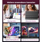 18,5 inch mobiele monitor [100% sRGB, 100 Hz, FHD 1920x1080, HDR FreeSync, VESA-compatibel, USB Type-C/Mini-HDMI] compatibel met PS5/Switch/PC/Xbox, ideaal voor gaming thuiskantoor mobiel
