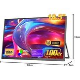 18,5 inch mobiele monitor [100% sRGB, 100 Hz, FHD 1920x1080, HDR FreeSync, VESA-compatibel, USB Type-C/Mini-HDMI] compatibel met PS5/Switch/PC/Xbox, ideaal voor gaming thuiskantoor mobiel
