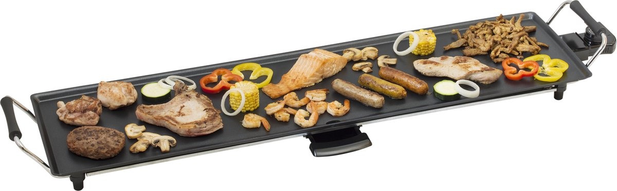 Bestron Bakplaat - ABP604 - 1800W - Gourmet, Grillplaat XL 91x24cm - 8-10 personen - Zwart