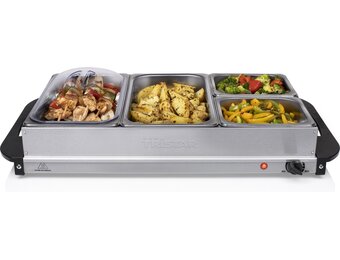 Tristar BP-6285 - Buffetwarmer 300W - Chafing dish - 2 x 2,4 Liter & 2 x 1 Liter - Incl deksel - RVS