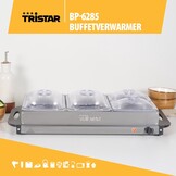 Tristar BP-6285 - Buffetwarmer 300W - Chafing dish - 2 x 2,4 Liter & 2 x 1 Liter - Incl deksel - RVS