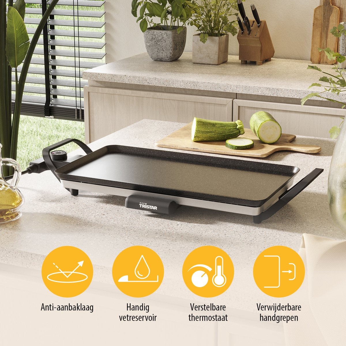 Tristar Bakplaat - BP-2667 - 2000W - Gourmet, Grillplaat M 46x26cm - 4-6 personen