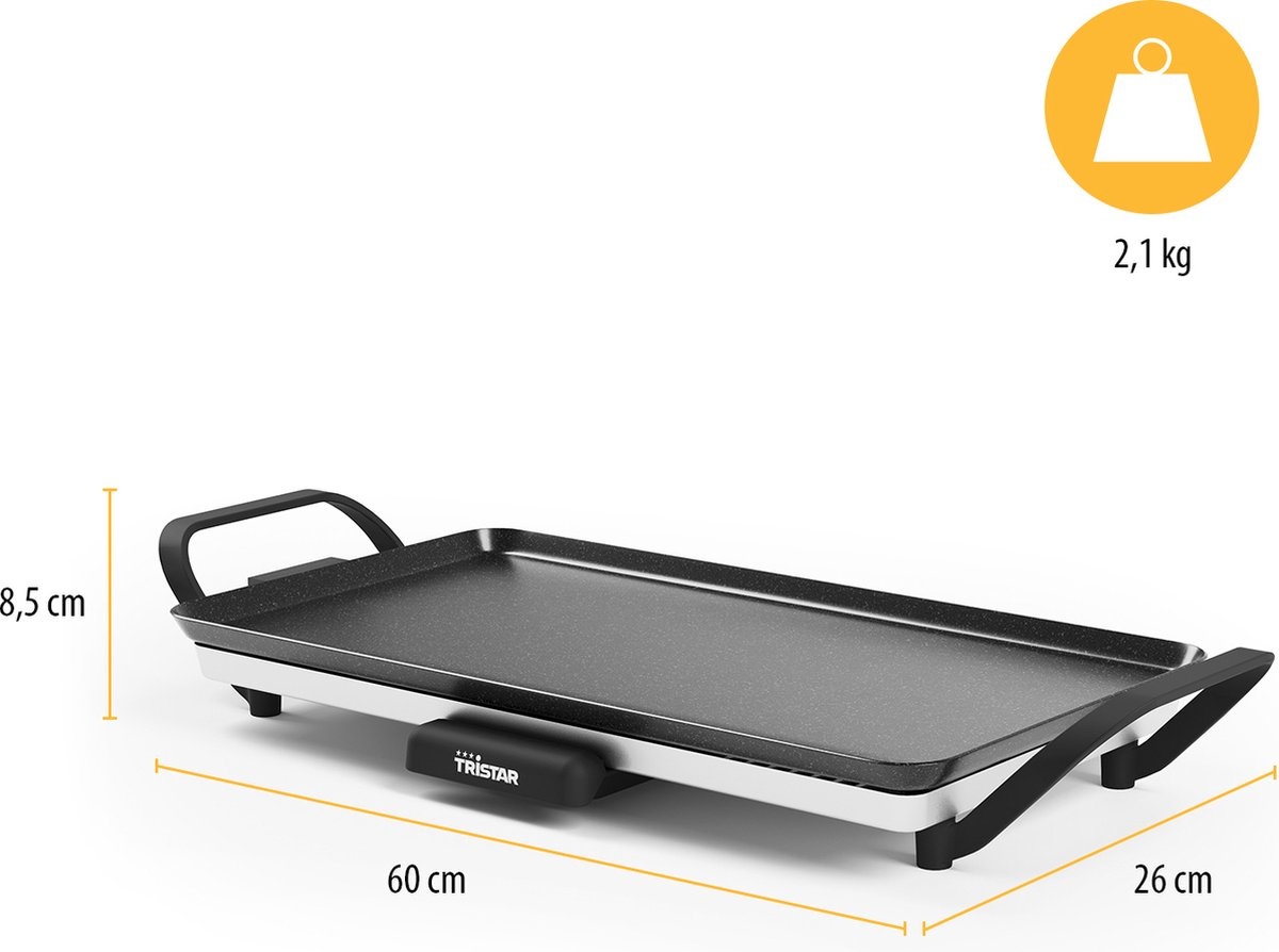 Tristar Bakplaat - BP-2667 - 2000W - Gourmet, Grillplaat M 46x26cm - 4-6 personen