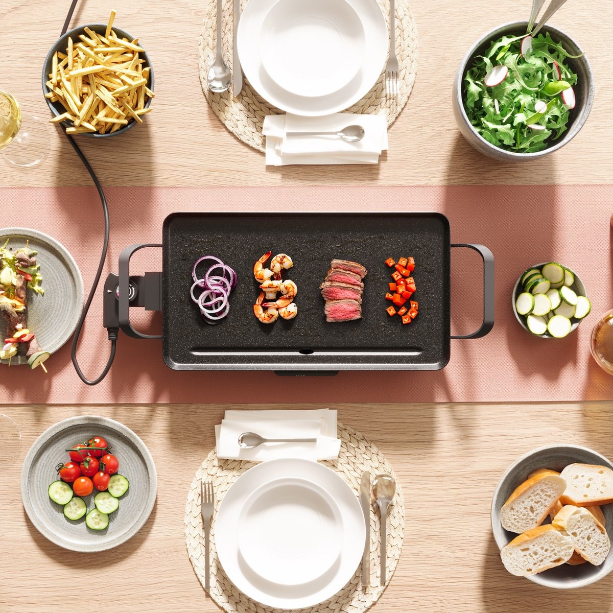Tristar Bakplaat - BP-2667 - 2000W - Gourmet, Grillplaat M 46x26cm - 4-6 personen