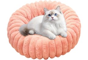 Kalmerend Huisdierbed Donut - Wasbaar, Zacht Pluche - 40cm Roze - 33% Korting