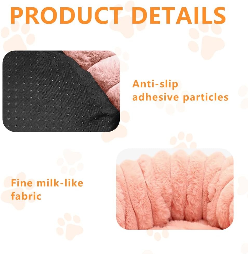 Klein hondenbed, kattenbed, wasbare huisdierzachte pluche kalmerende anti-angst donutbank met antislip bodem voor honden, katten, kittens en puppy's, 40 cm (roze)