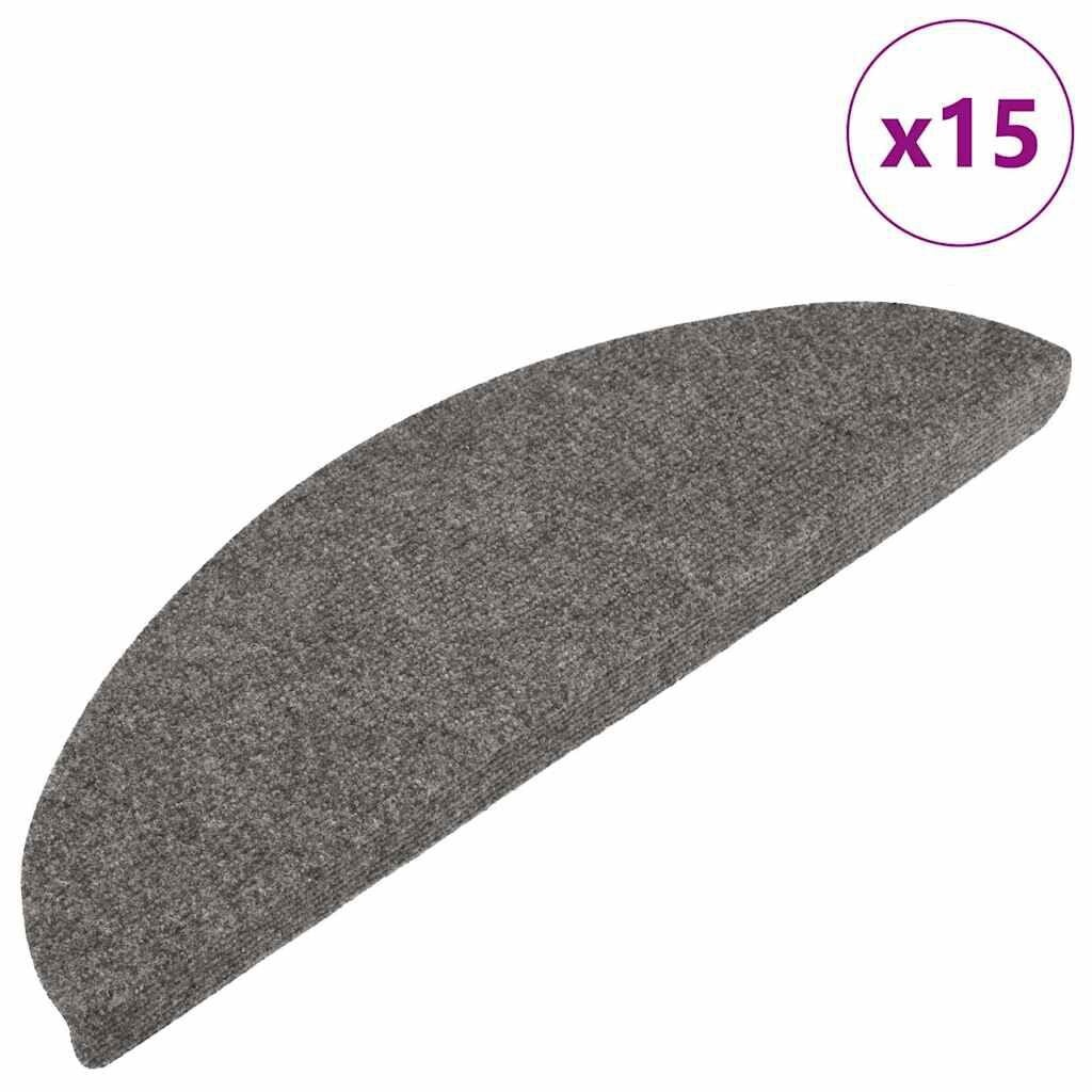 vidaXL Trapmatten zelfklevend 15 st 56x17x3 cm grijs