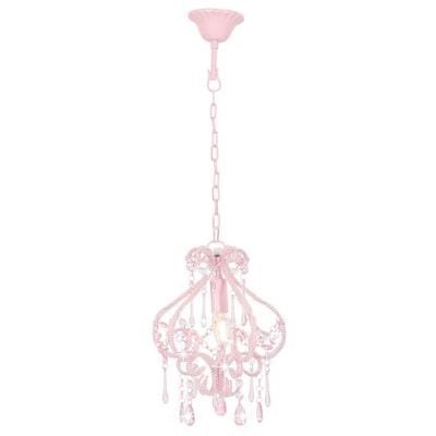 vidaXL Plafondlamp met kralen rond E14 roze