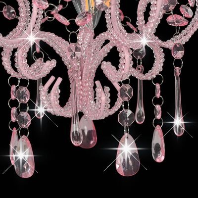 vidaXL Plafondlamp met kralen rond E14 roze