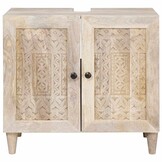 vidaXL Badkamer Kast met opslag Wit 62 x 33 x 58 cm Massief Mango Hout