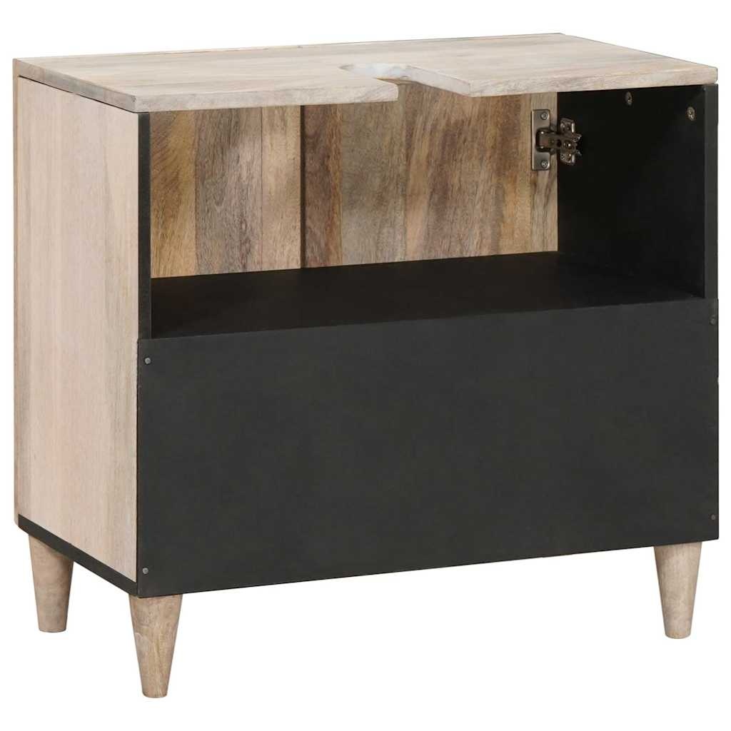 vidaXL Badkamer Kast met opslag Wit 62 x 33 x 58 cm Massief Mango Hout