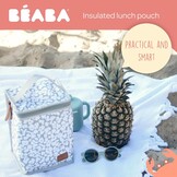 BÉABA, Lunchtas voor baby's, geïsoleerd, groot formaat, grote capaciteit, transport van volledige maaltijd, zacht materiaal, opvouwbaar, waterdichte stof, kersenbloesem - Maat 22 cm