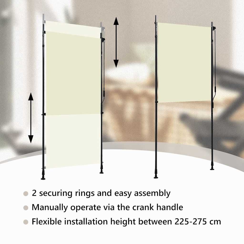 vidaXL Rolgordijn voor buiten 100x270 cm crème