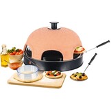 Emerio Pizzarette Origineel - 6 Persoons Pizza Oven - Handgemaakte Terracotta Koepel - 6 Geïsoleerde Bakspatels - RVS Bakplaat - Gourmetstel met Cool touch koepel - PO-115984 1200W