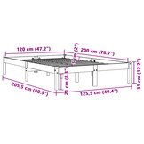 vidaXL Bedframe zonder matras massief grenenhout wasbruin 120x200 cm