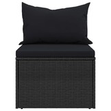 vidaXL Tuinmiddenbanken met kussens 2 st poly rattan zwart